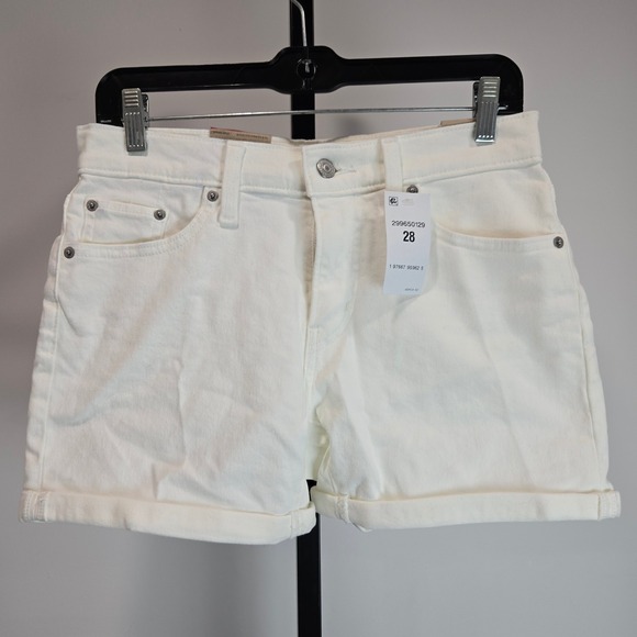 Levi's Pants - Levis Womens Mid-Length Shorts White Denim Mid Rise Slim Fit Size 28 NWT Summer
